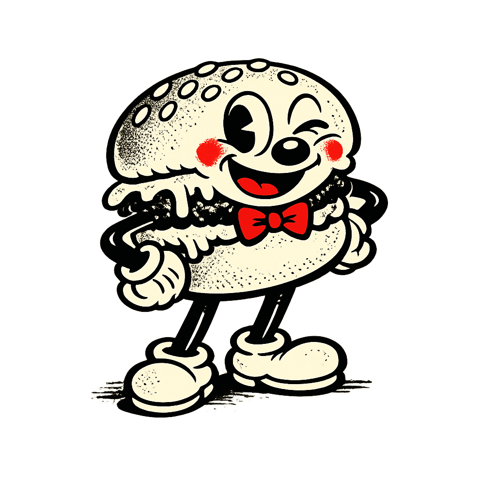Mascota Terry's Burgers — hamburguesa cartoon guiñando